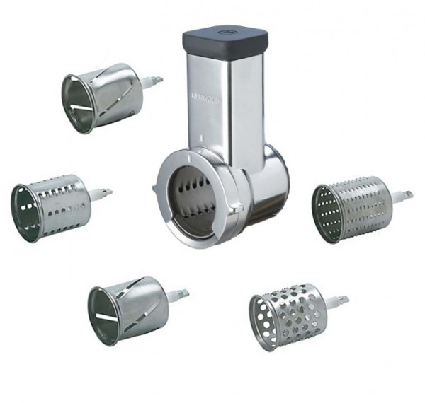 Kenwood Trommelraffel KAX 643 mit mehreren hochwertigen Raspel-Einsätzen für effizientes Schneiden und Reiben in der Küche.