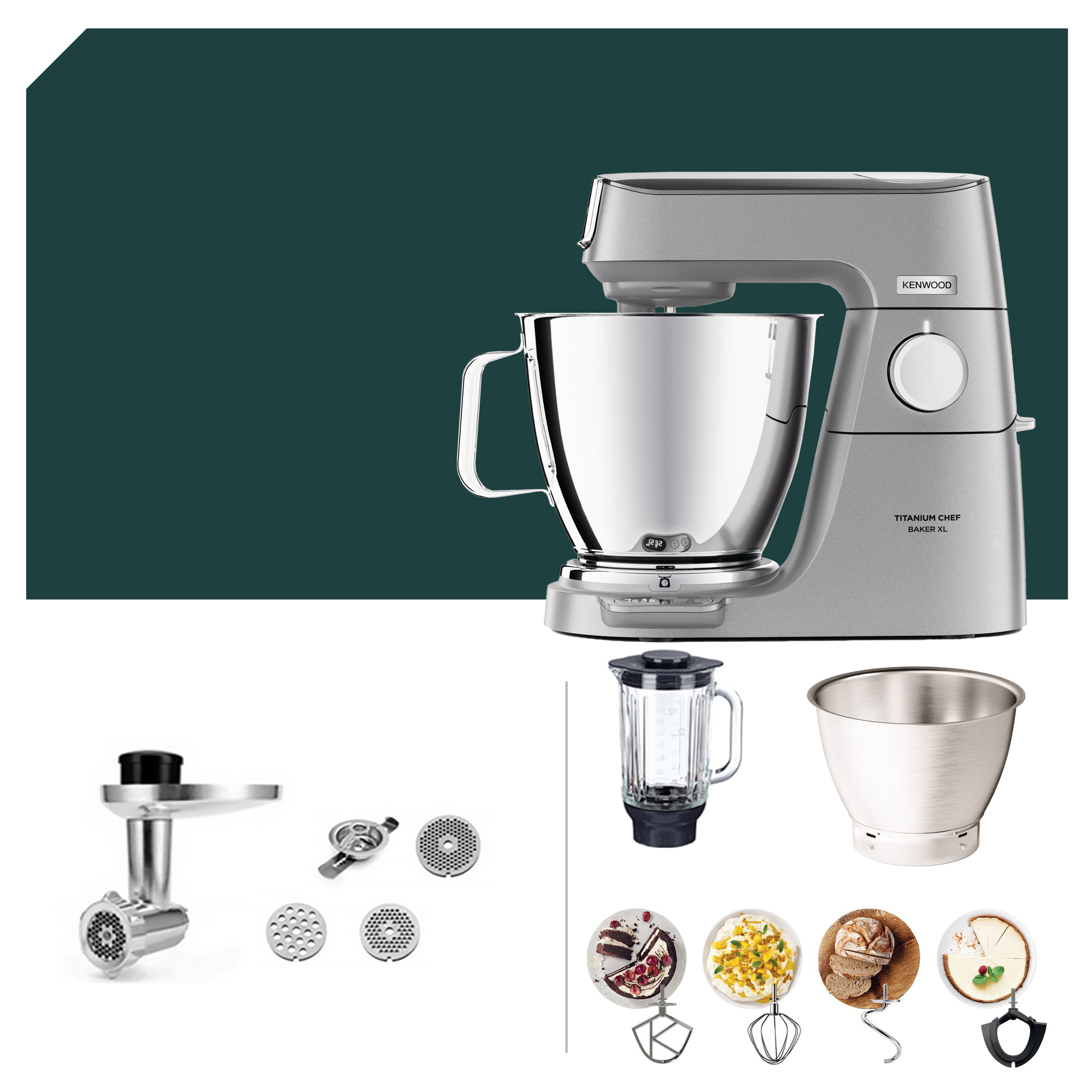 Kenwood Titanium Chef Baker XL KVL 85: Hochwertige Küchenmaschine mit Zubehör für vielseitiges Kochen und Backen. Perfekt für kreative Küchenchefs.