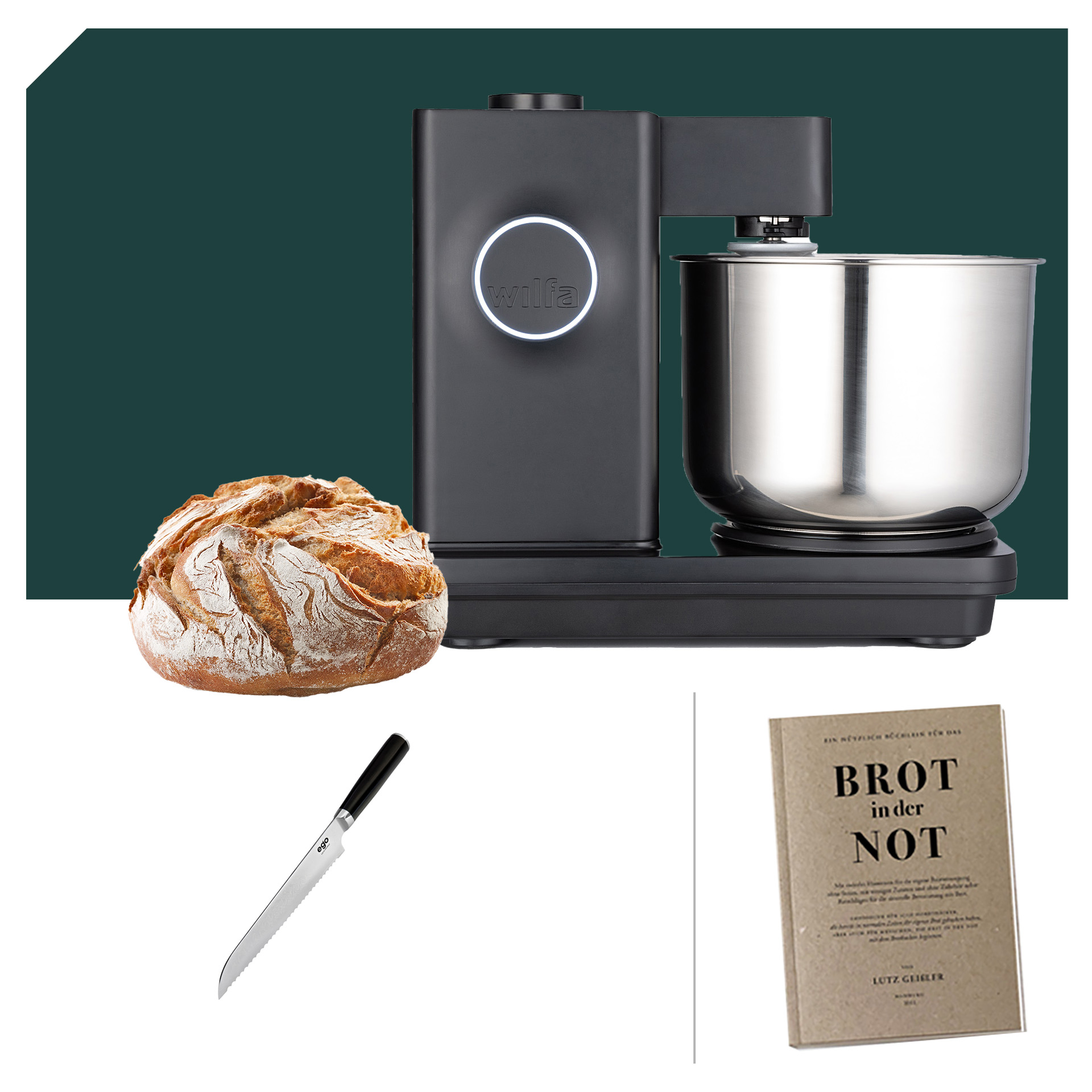 Küchenmaschine Wilfa Probaker KM1B-70 Black und KM2B-T70 Schwarz, ideal für Brotbacken, mit 5 Jahren Garantie und passendem Zubehör.