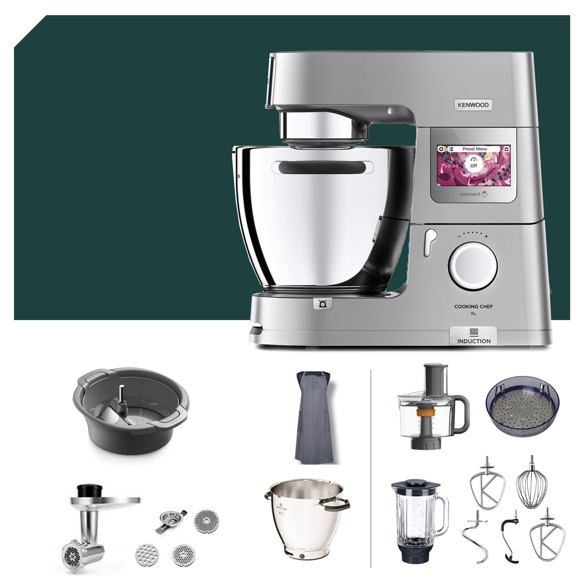 Küchenmaschinen-Zubehör: Kenwood KCL 95 Passier-Paket für Cooking Chef XL Connect, inkl. multifunktionaler Teile und Zubehör.