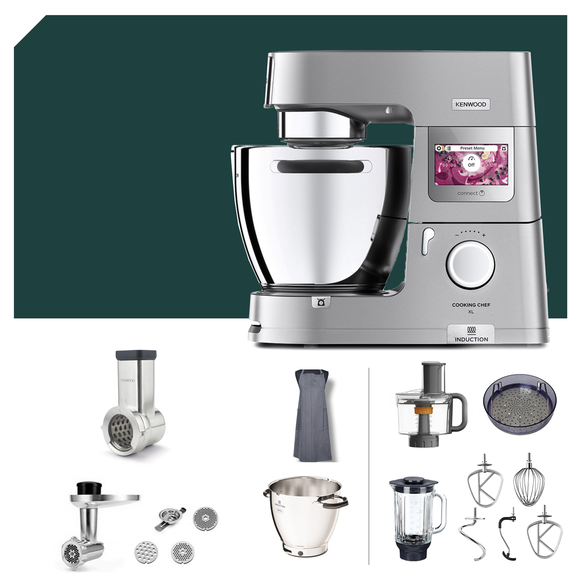 Kenwood KCL 95 Reiben-Paket für Cooking Chef XL Connect: vielseitige Küchenmaschinen und hochwertiges Zubehör für perfekte Ergebnisse.