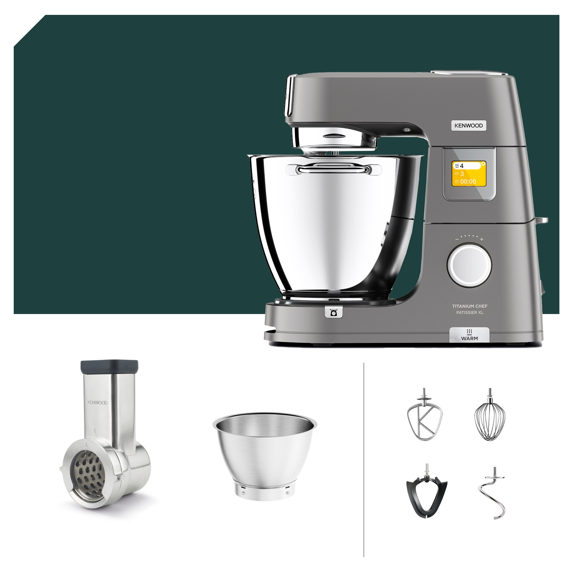 Trommelreibe Paket Kenwood Titanium Chef Patissier XL KWL 90 Küchenmaschine mit Deutscher Garantie