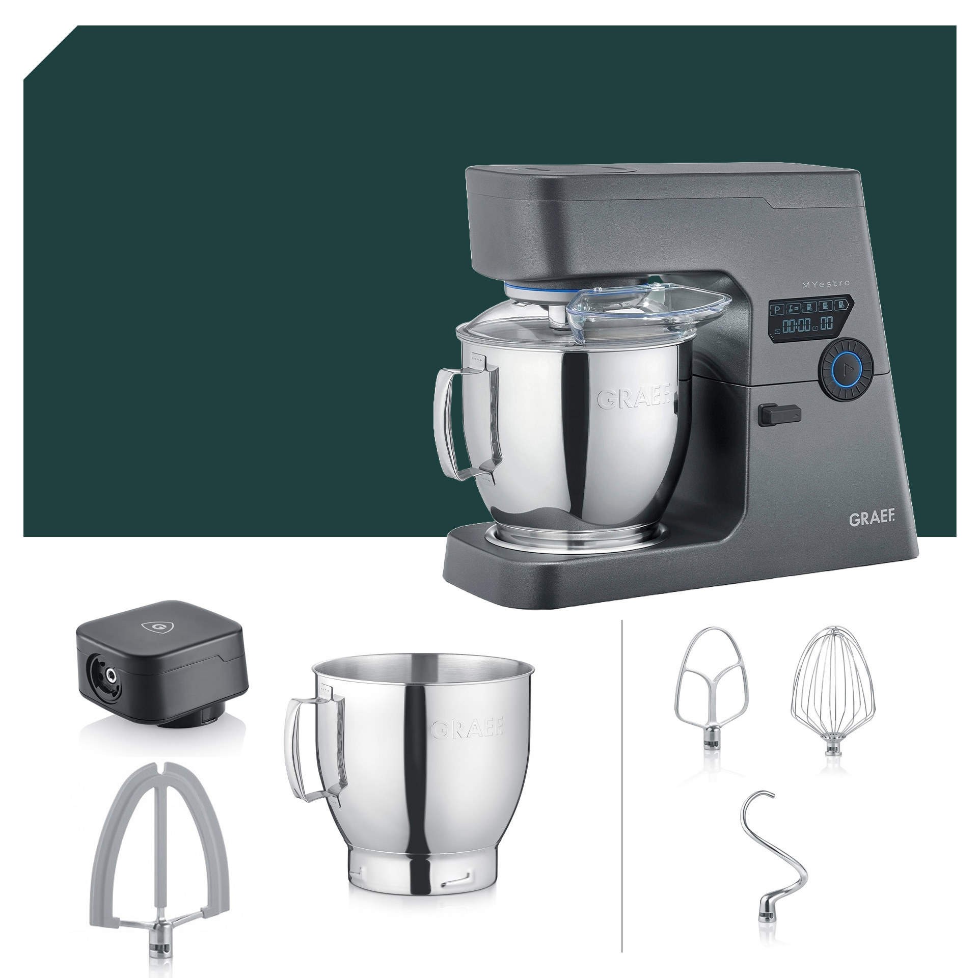 Mega Paket Graef MYestro Anthrazit Küchenmaschine KM 7016 