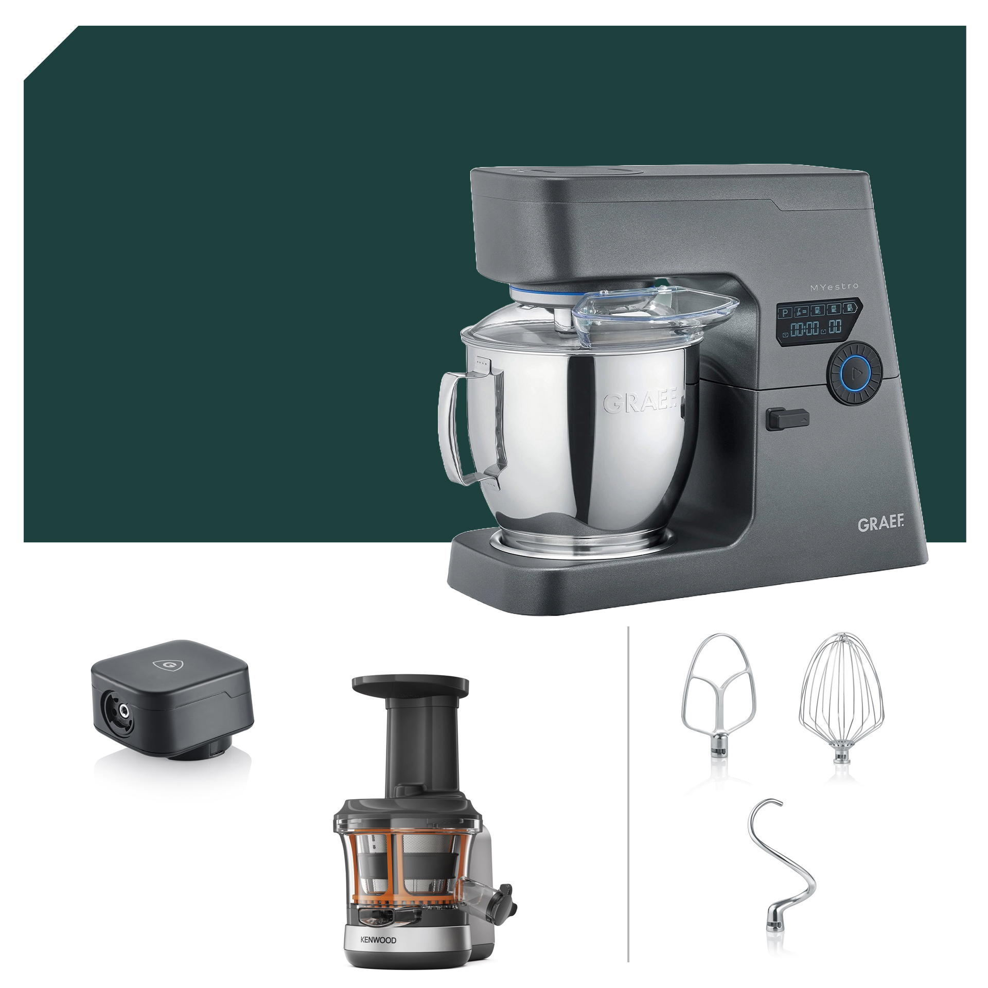 Entsafter Paket Graef Anthrazit MYestro Küchenmaschine KM 7016