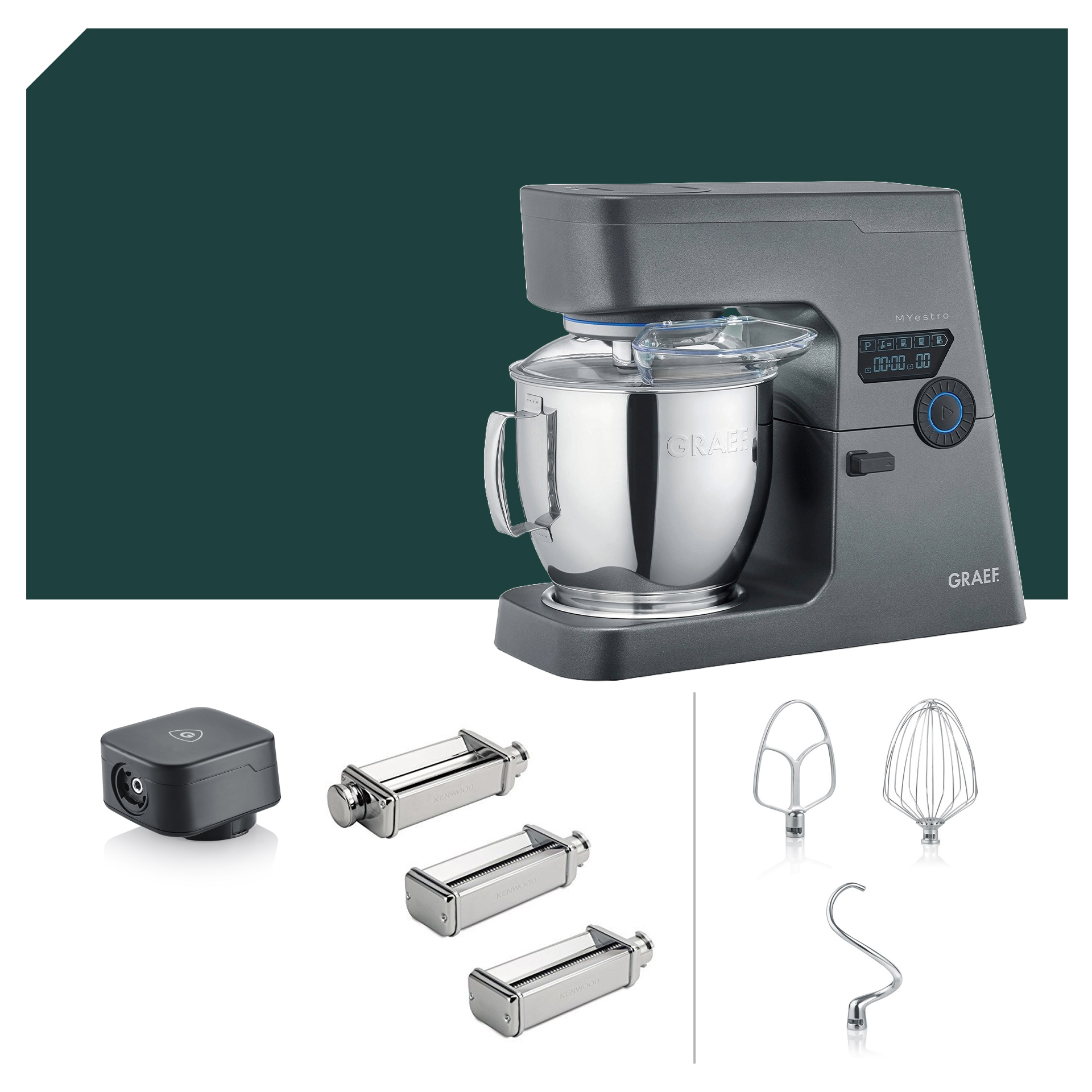 Pasta Deluxe Paket Graef MYestro Anthrazit Küchenmaschine KM 7016