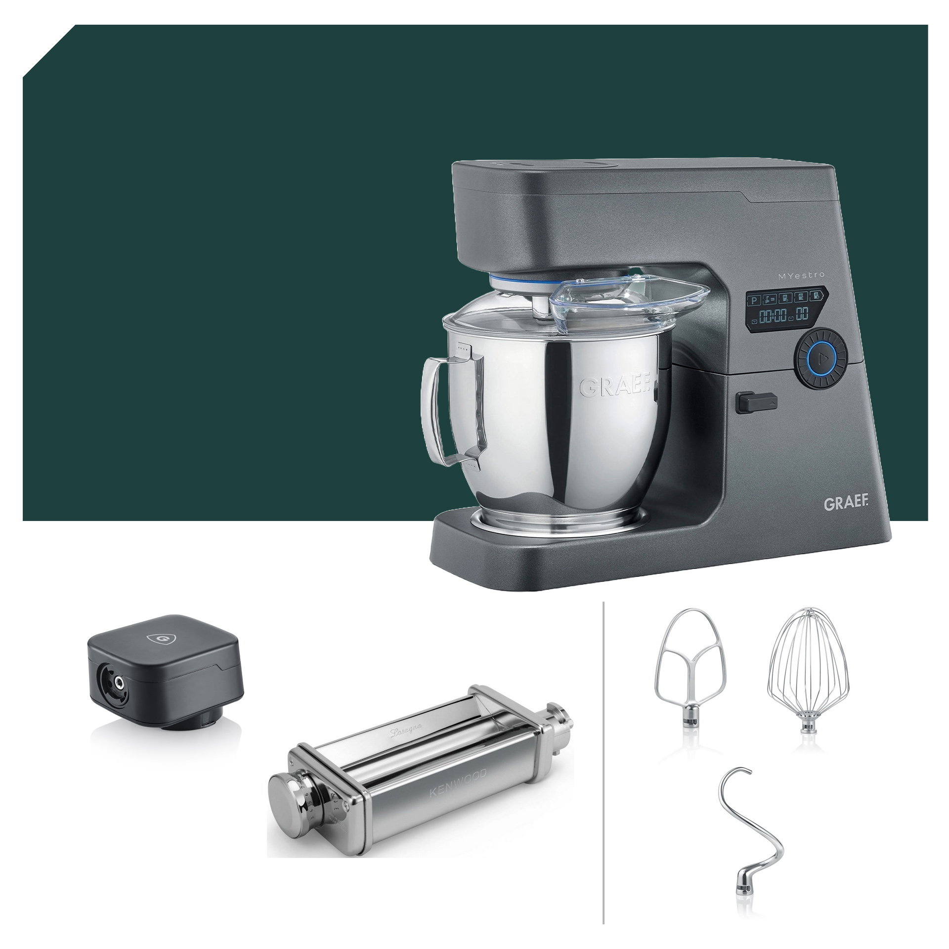 Pasta Paket Graef MYestro Anthrazit Küchenmaschine KM 7016