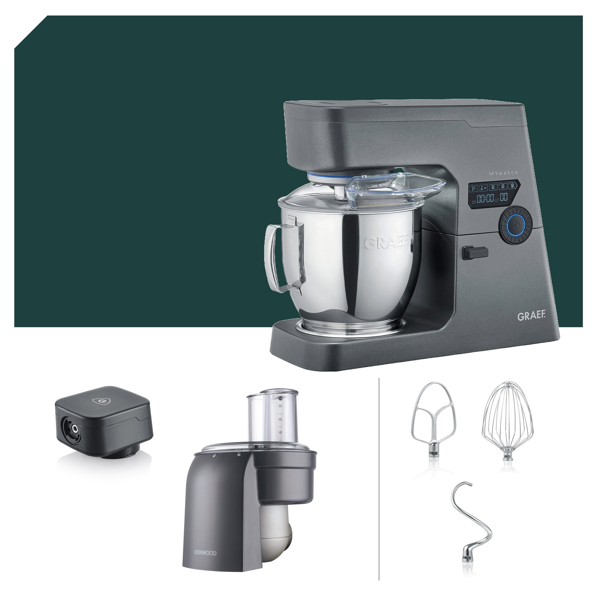 Würfelschneider Paket Graef MYestro Anthrazit Küchenmaschine KM 7016