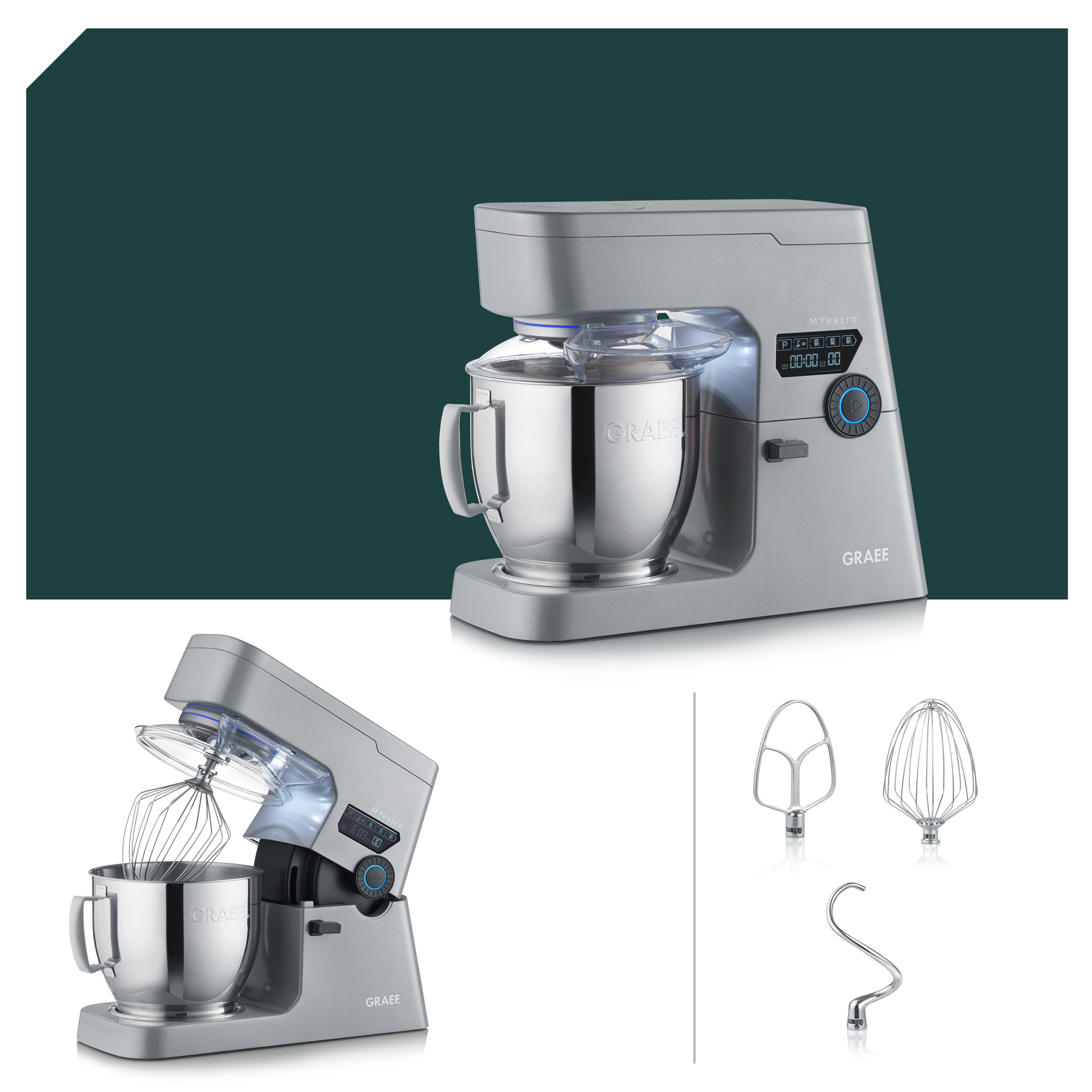 Starter Set Graef MYestro Light Grey Küchenmaschine KM 7010EU