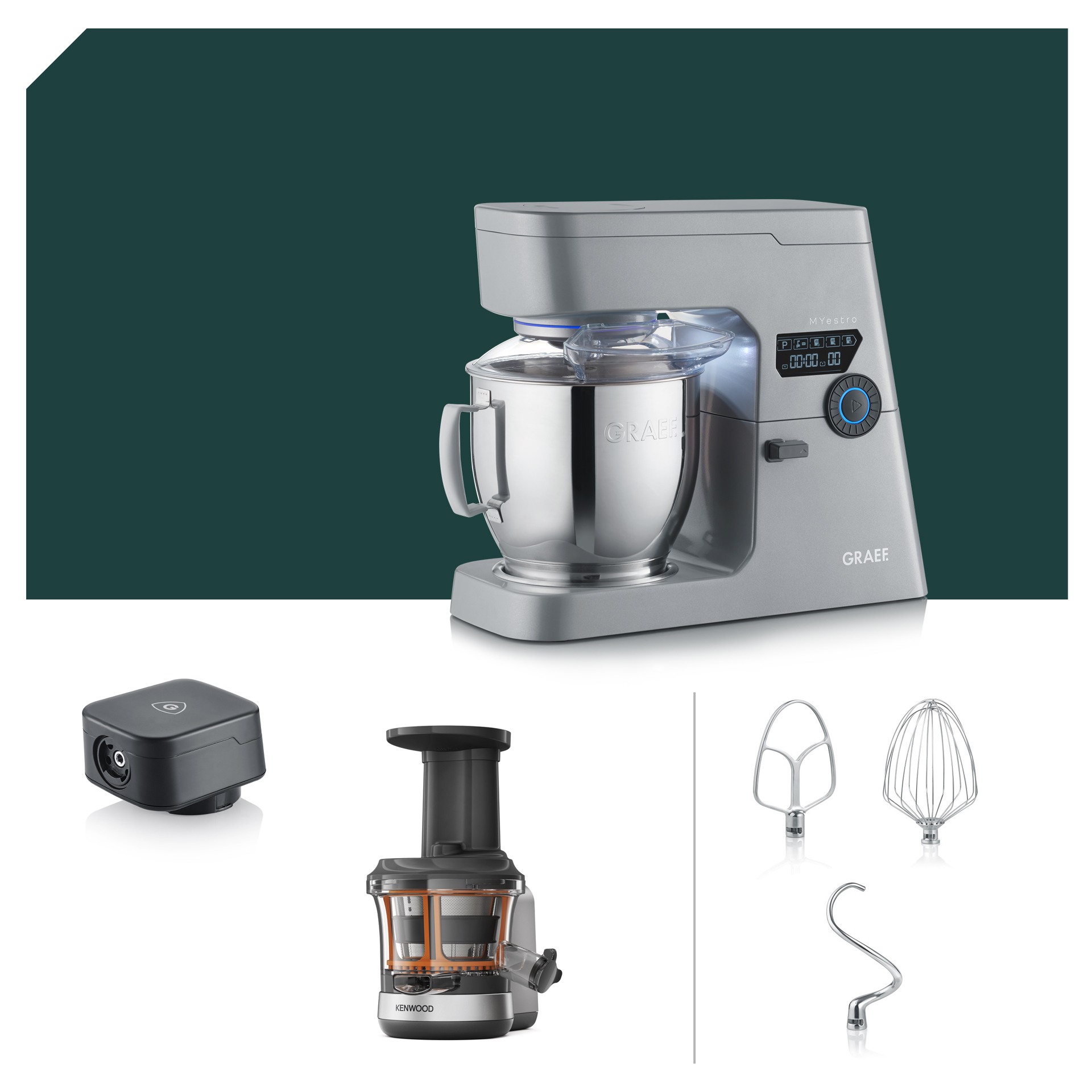 Entsafter Paket Graef MYestro Light Grey Küchenmaschine KM 7010EU