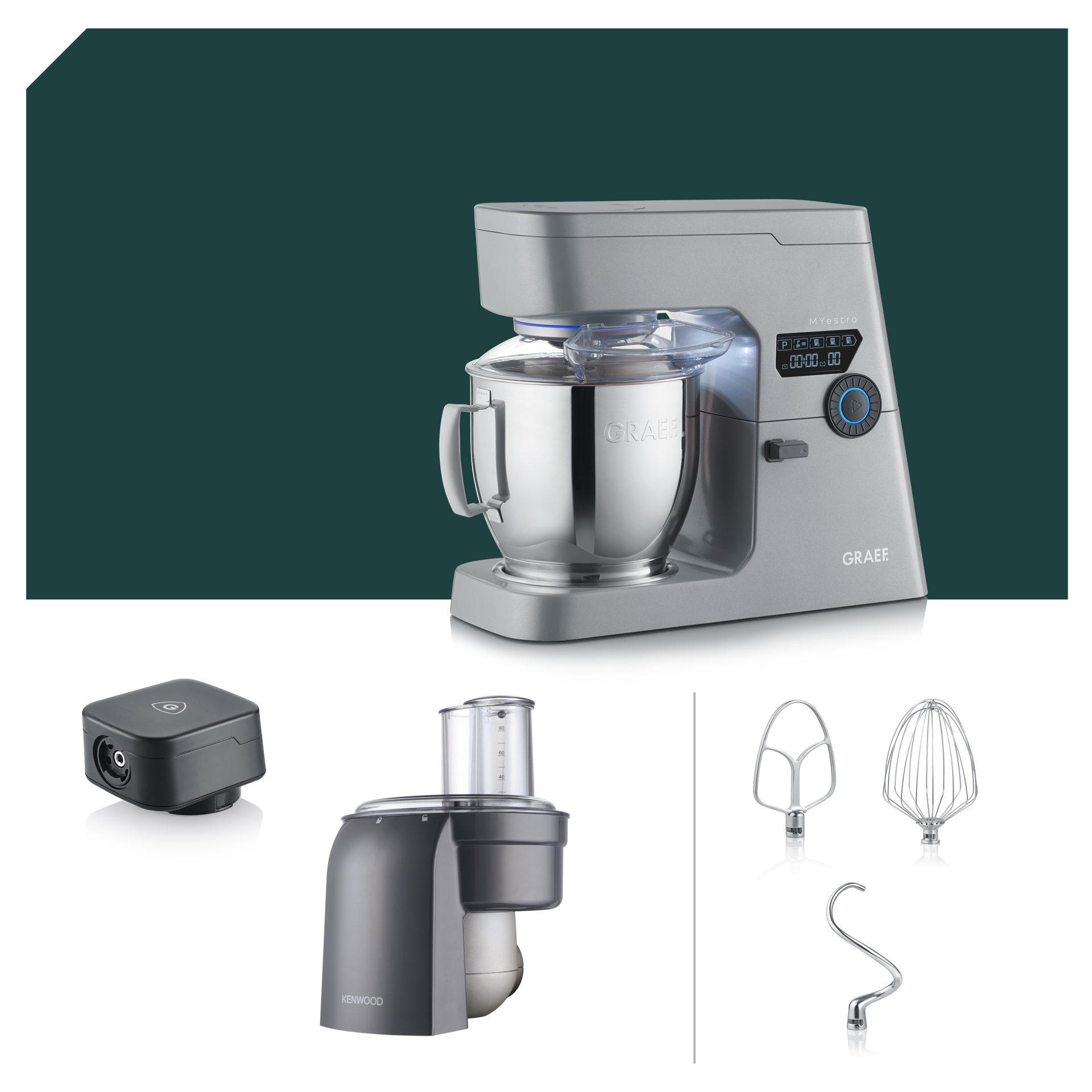 Würfelschneider Paket Graef MYestro Light Grey Küchenmaschine KM 7010EU
