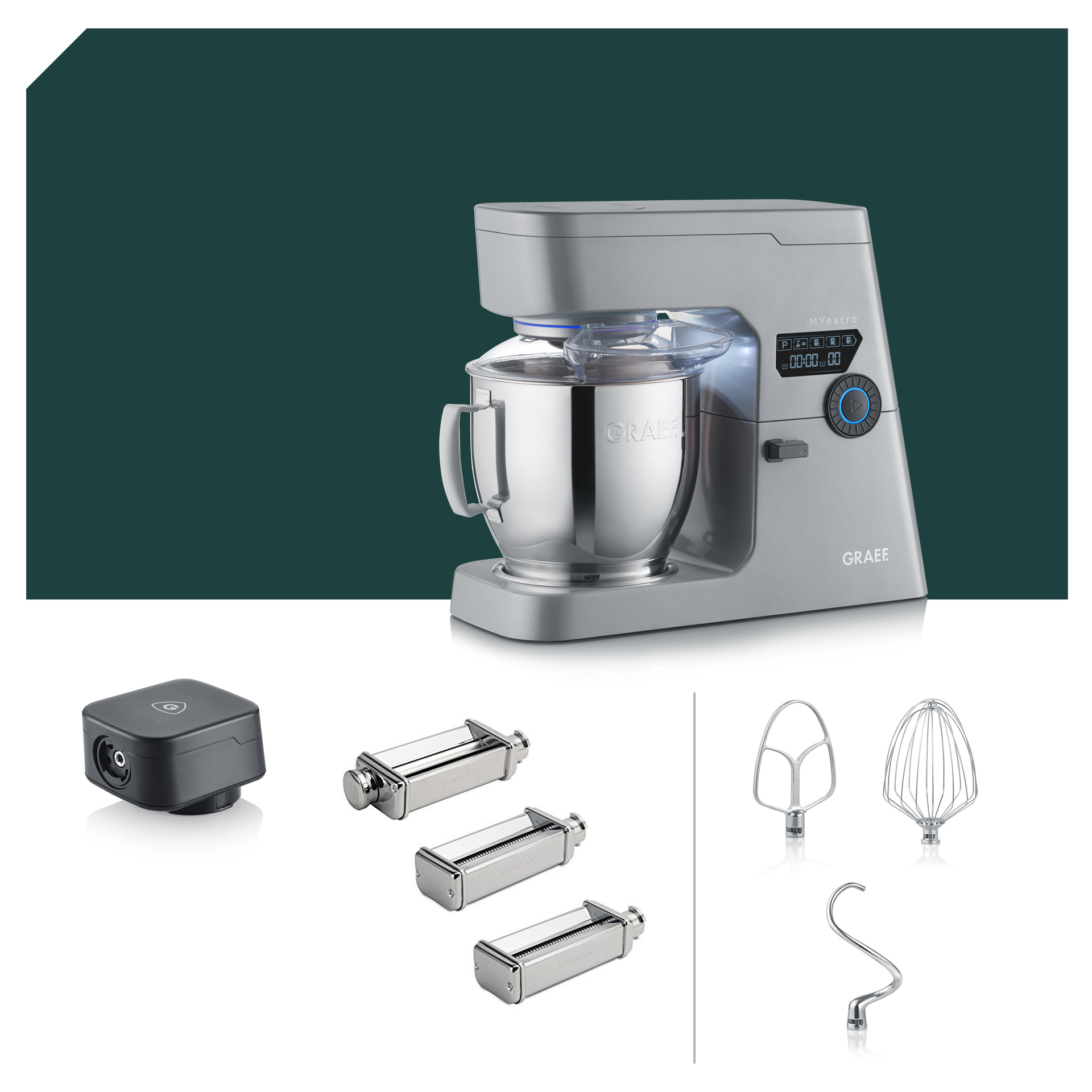 Pasta Deluxe Paket Graef MYestro Light Grey Küchenmaschine KM 7010EU