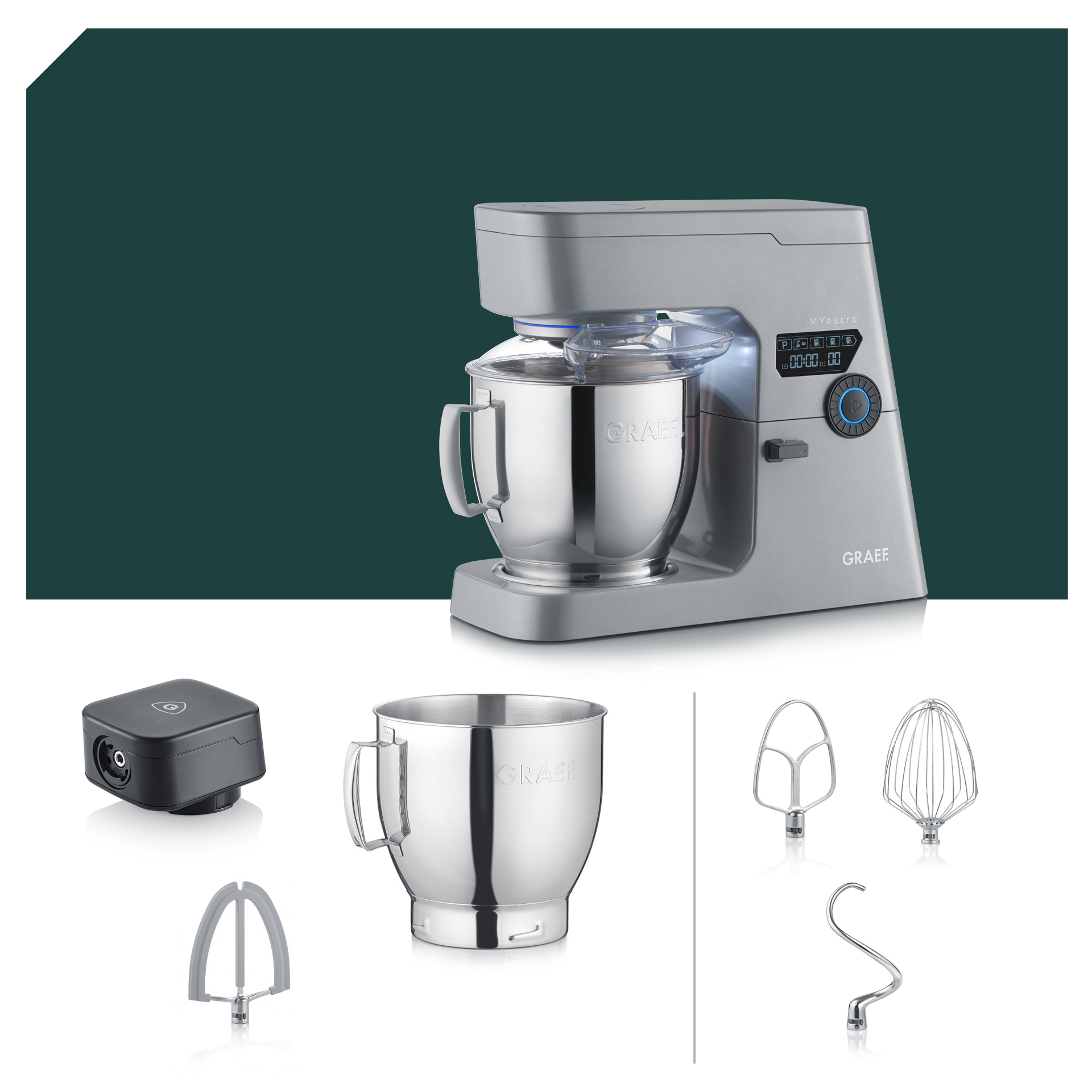 Mega Paket Graef MYestro Light Grey Küchenmaschine KM 7010EU