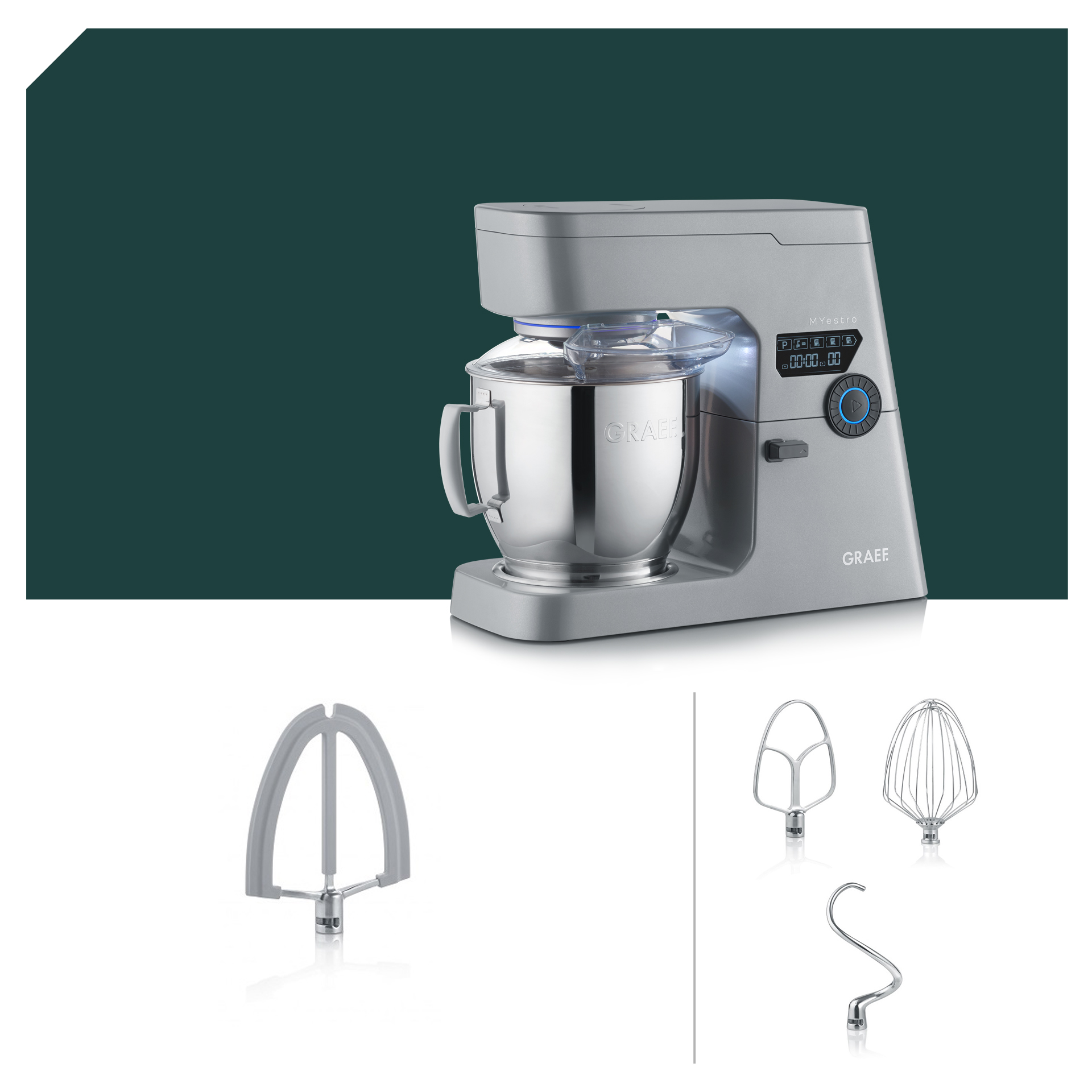 Patissier Paket Graef MYestro Light Grey Küchenmaschine KM 7010EU