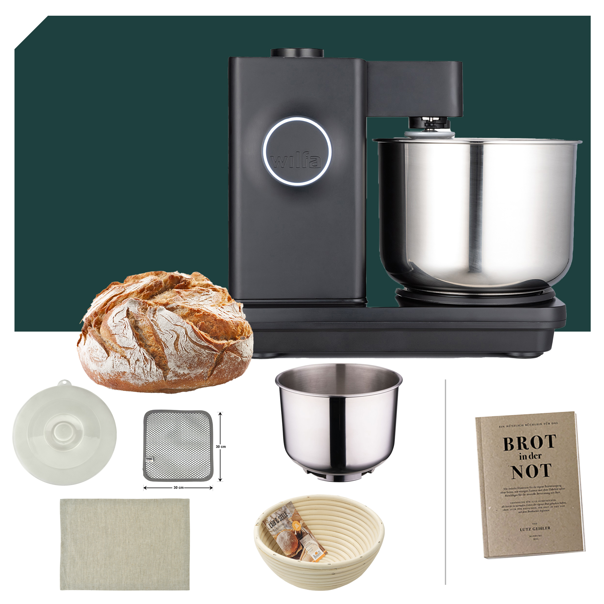 Brotback Paket Wilfa Probaker NXT KM4B-T70 Schwarz + 10 Jahren Garantie