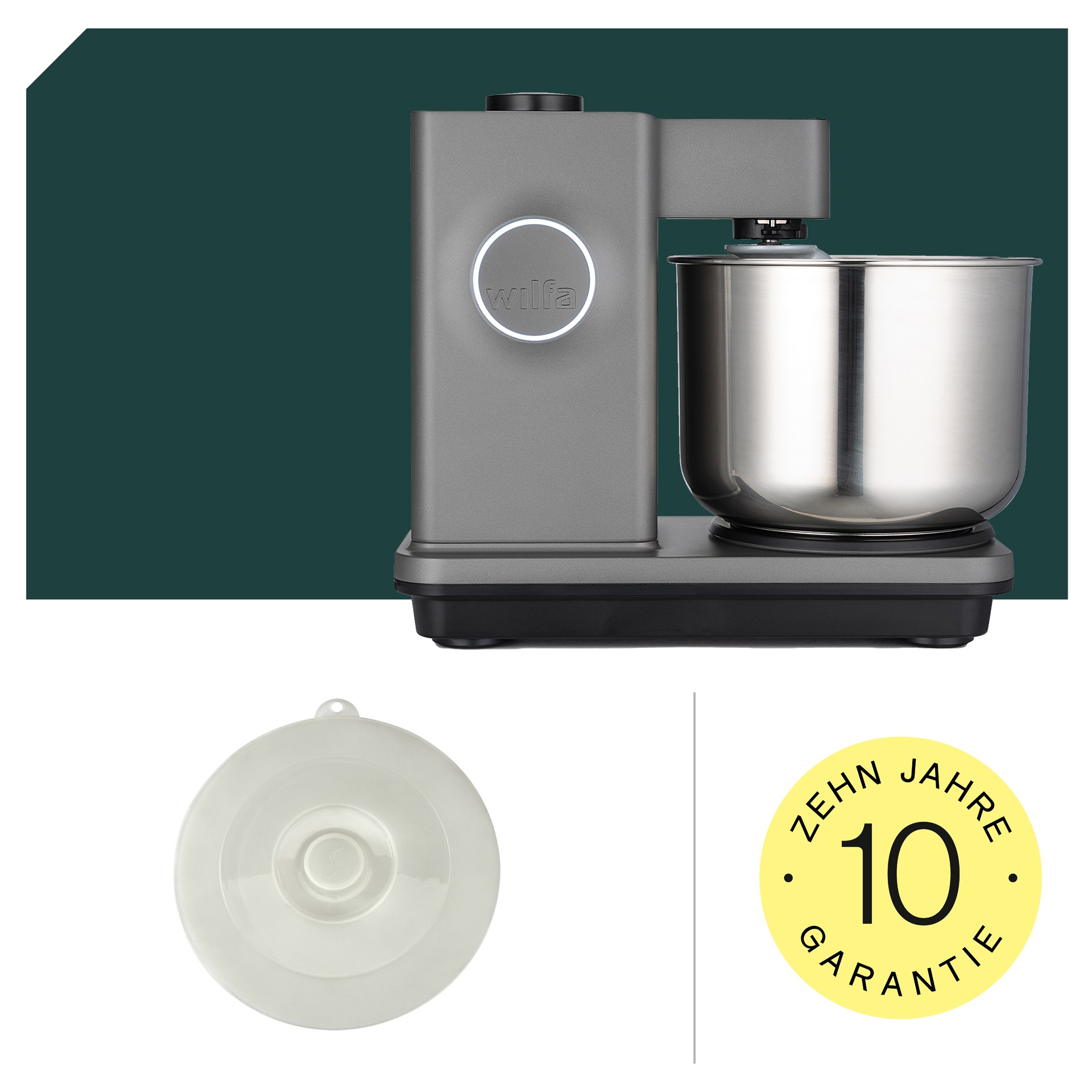 Grau Starter Paket Küchenmaschine mit Edelstahl-Schüssel und Rührbesen. Hochwertig und langlebig, seit 1948 mit 5 Jahren Garantie.