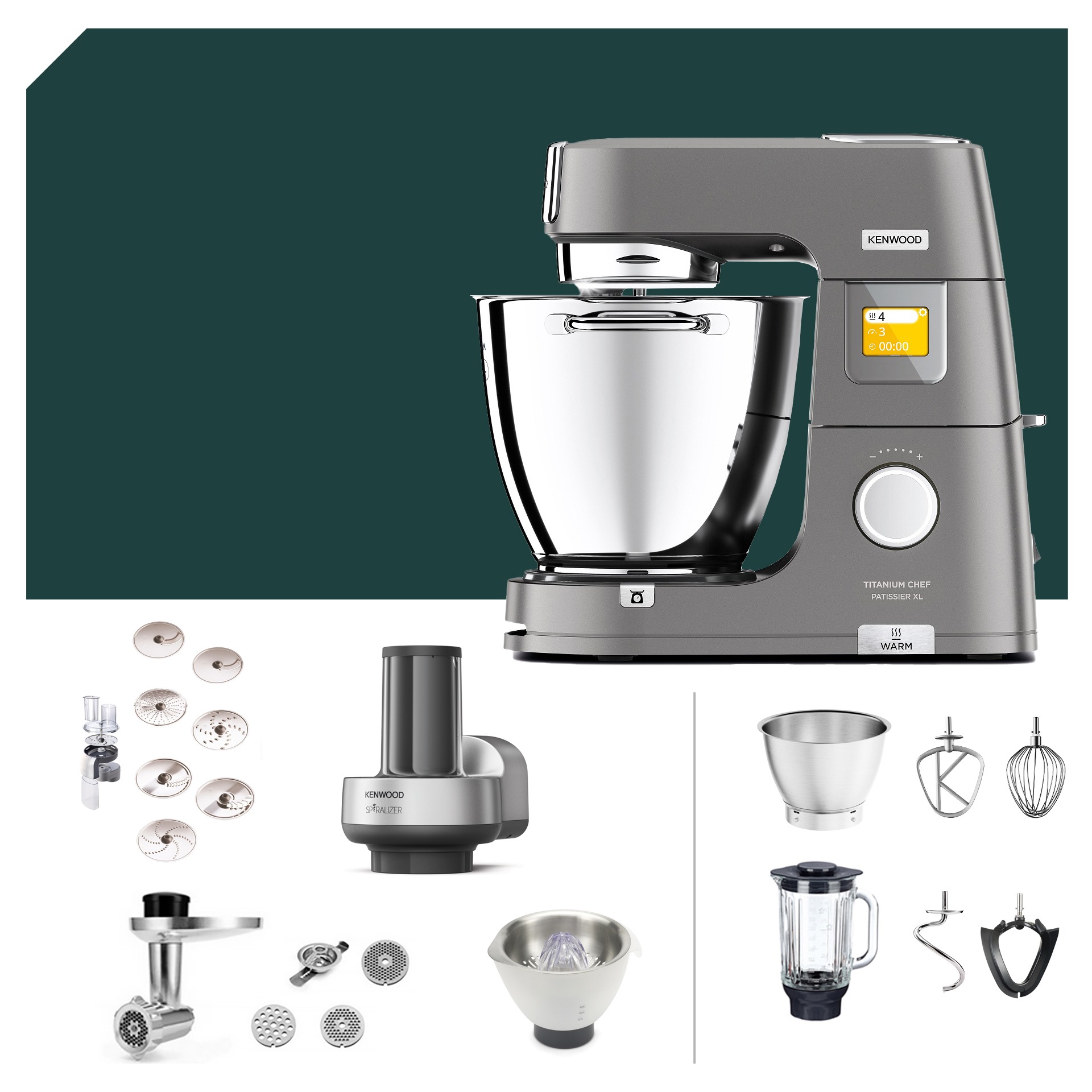 Spiralschneider-Paket Kenwood Titanium Chef Patissier XL KWL90.594SI 